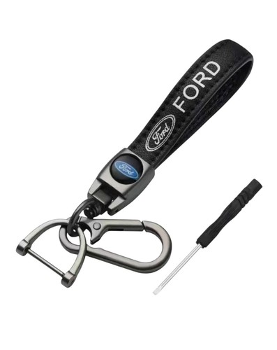 New ford leather black keyring - new,